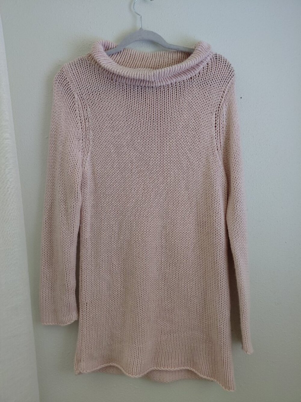Vintage Silk Cashmere Soft Pink Knit Sweater Chunky Medium Tunic  Academia
